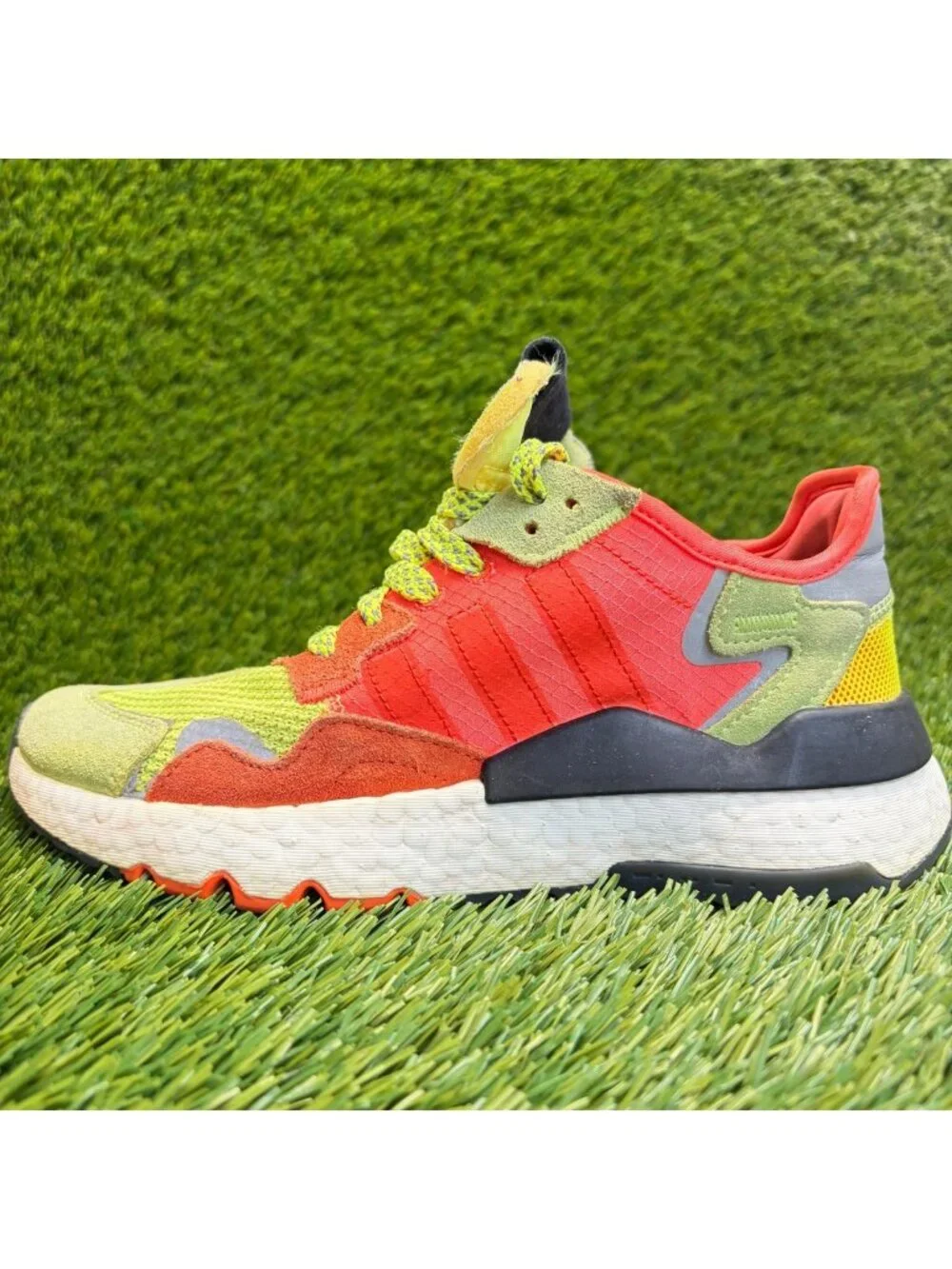 Adidas Nite Jogger Size? Boys Size 5Y Neon Orange White Athletic Shoes Sneakers
